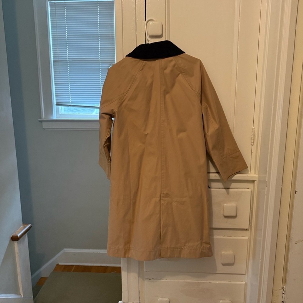 Old Navy Tan Rain Trench Coat with Corduroy Black Collar, Petite S - Picture 4 of 4